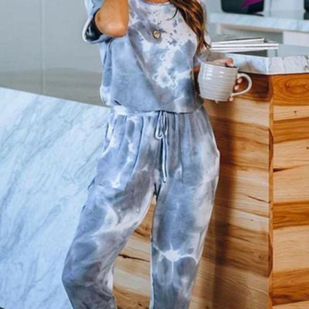 BLUE Tie Dye Drawstring Sweatsuit